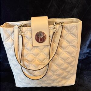 Kate Spade Beige Quilted Tote